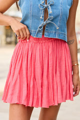 Emilia Coral Pleated Skort