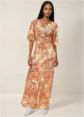 Twist Front Maxi Dress Leopard Trail
