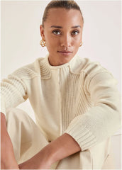 Mock Neck Knit Sweater Off White