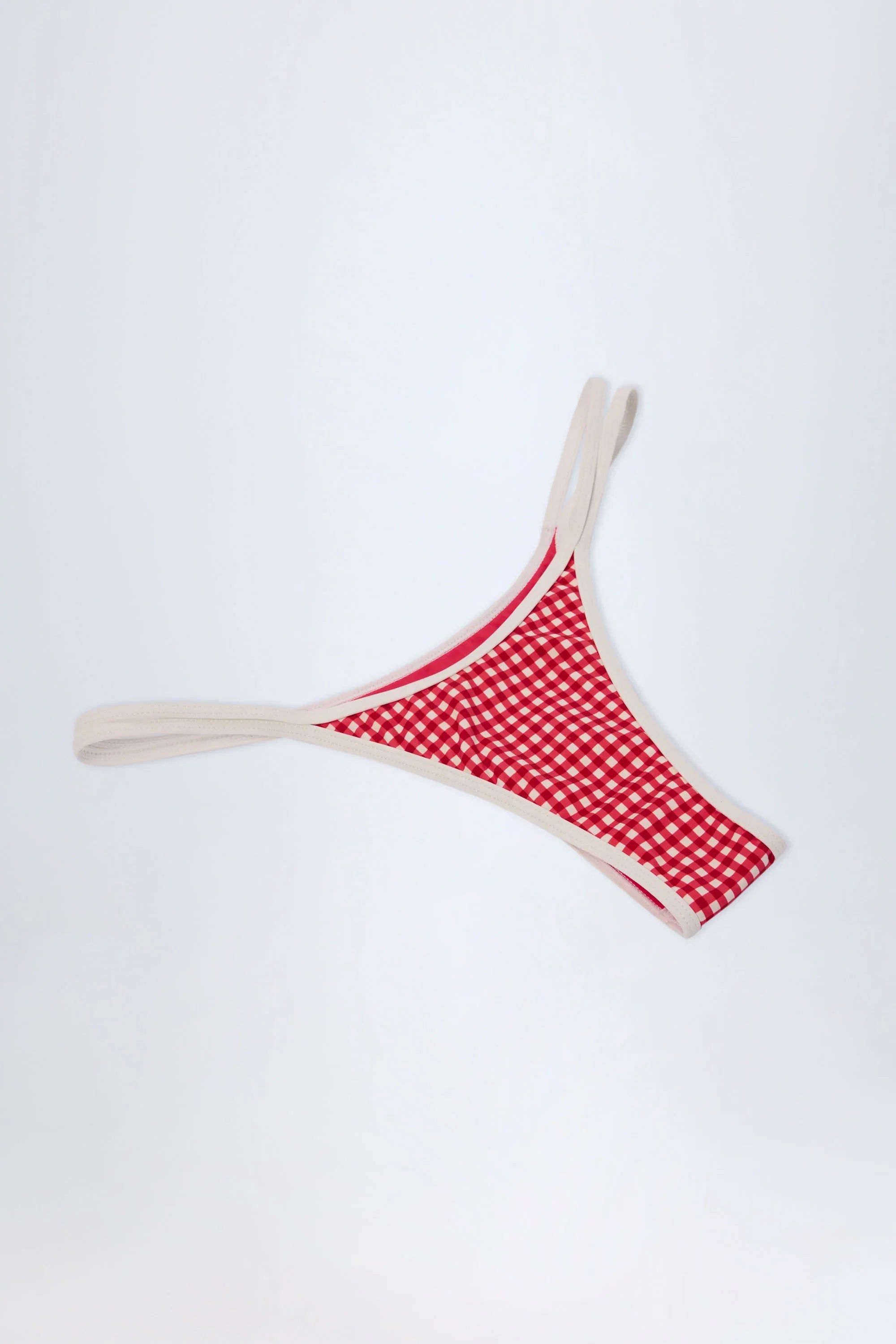 Double Strap Cheeky Bikini Bottoms in Red Gingham