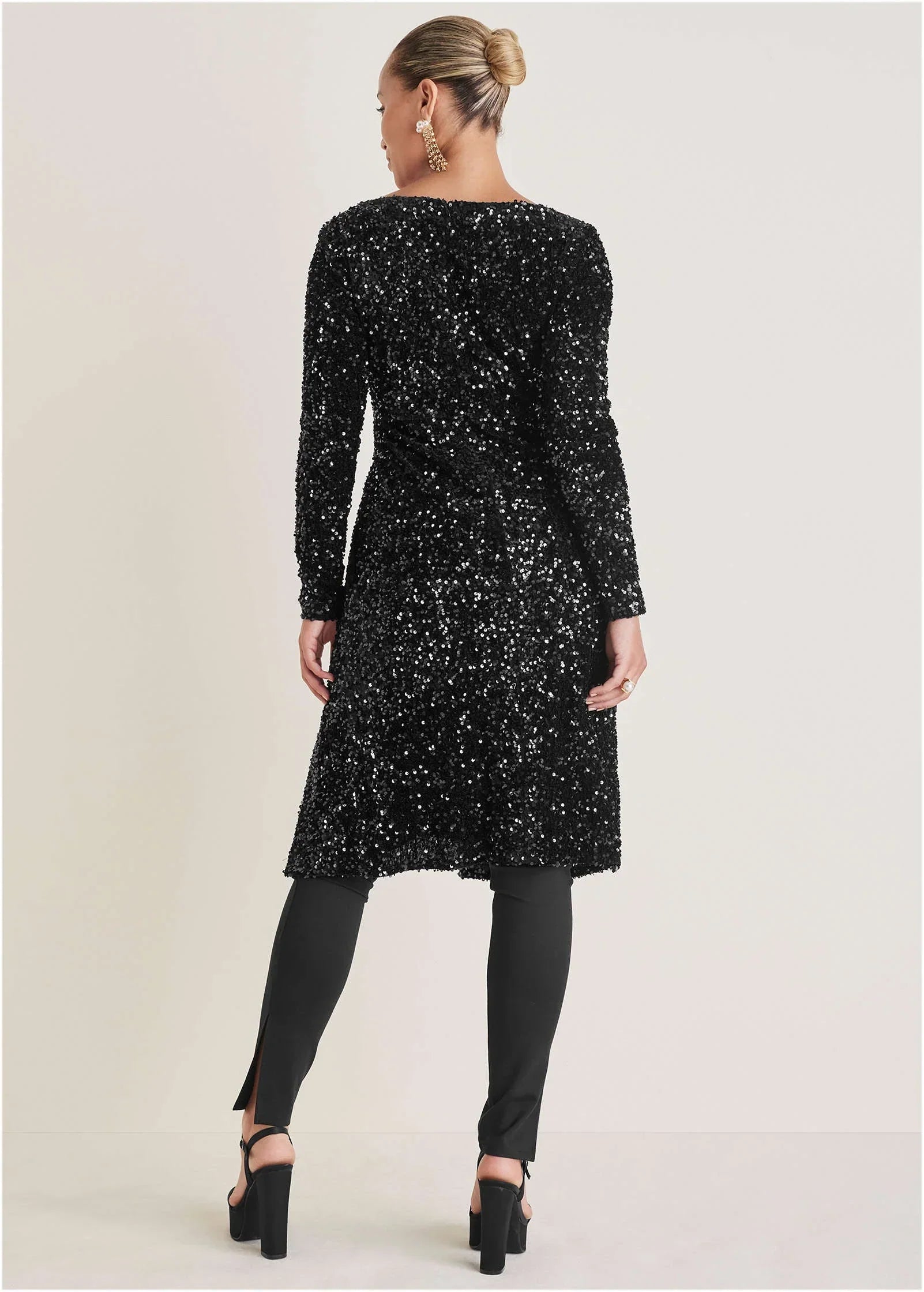 Sequin Velvet Maxi Top Jet Black