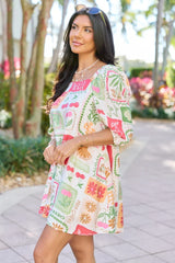 Cherryfic Day Flower Print Mini Dress
