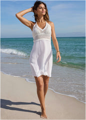 Crochet Top Cover Up Dress White