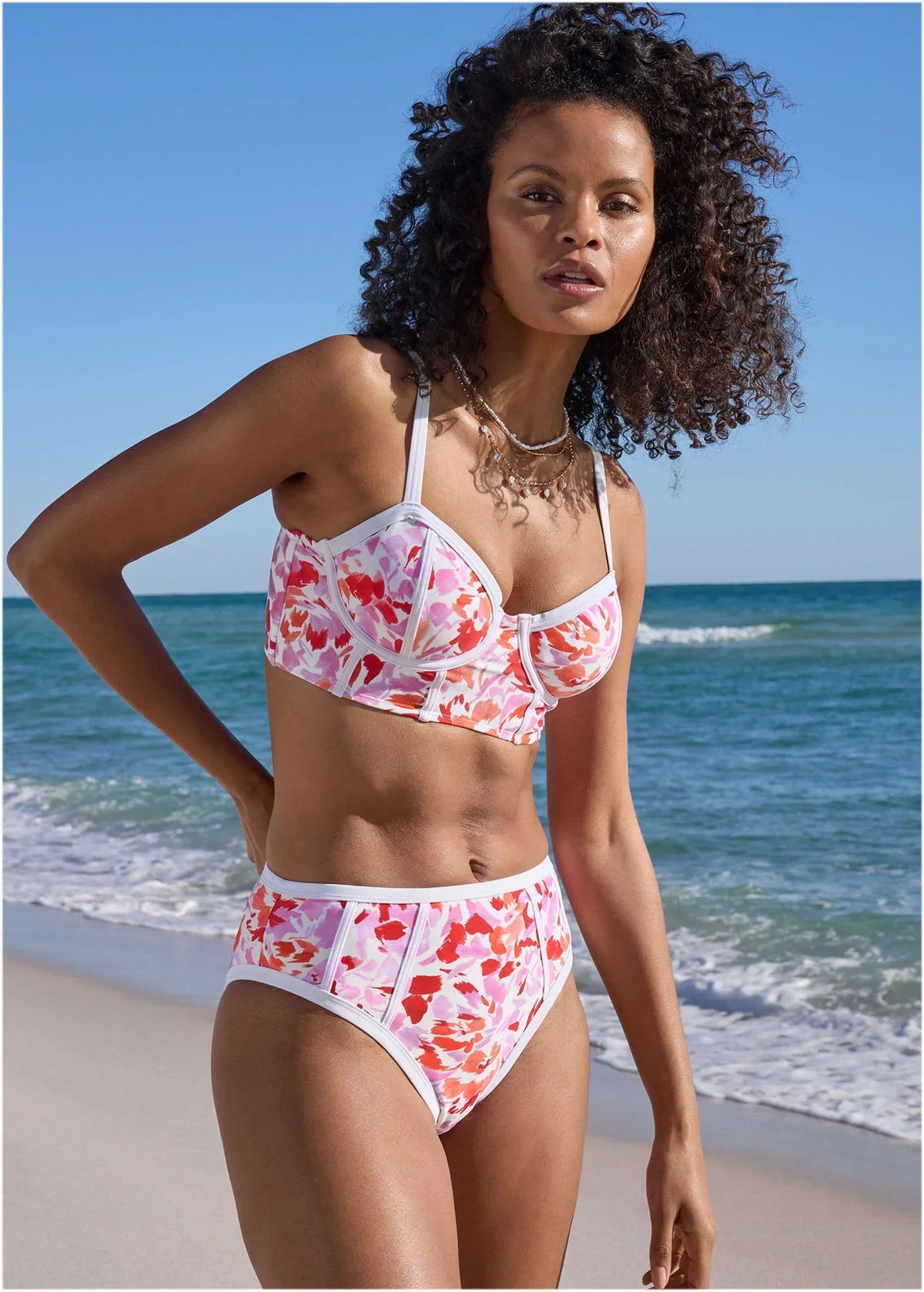 Seam Detail Tahiti Midi Bottom Feathered Blooms