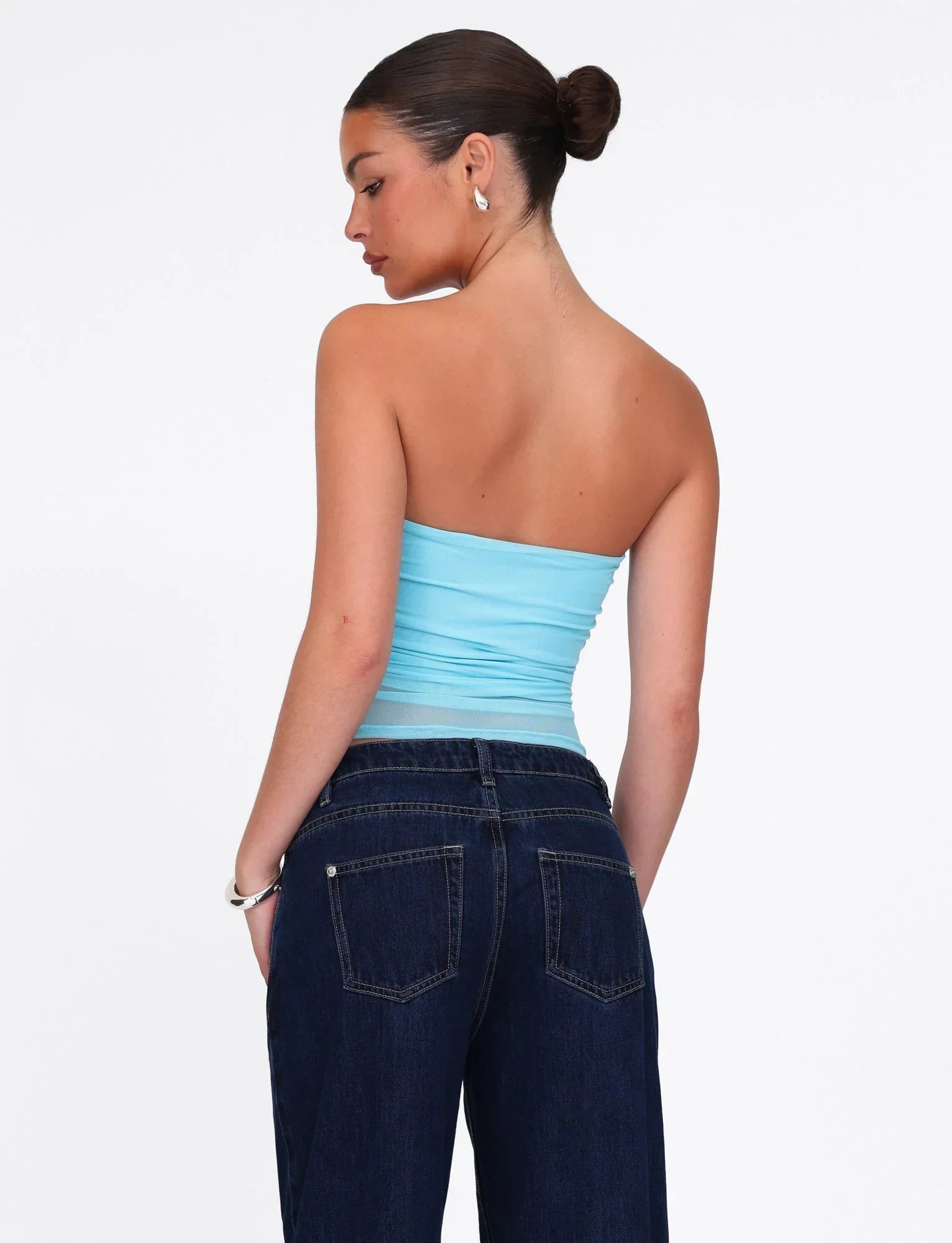 HARRIETT TUBE TOP BLUE ICE BLUE BRIGHT BLUE