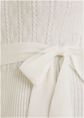 Belted Maxi Sweater Dress Off White
