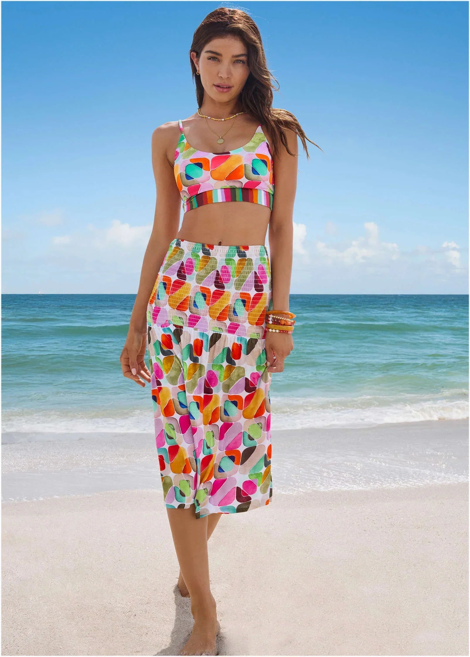 Convertible Cover Up Dress Watercolor Geo