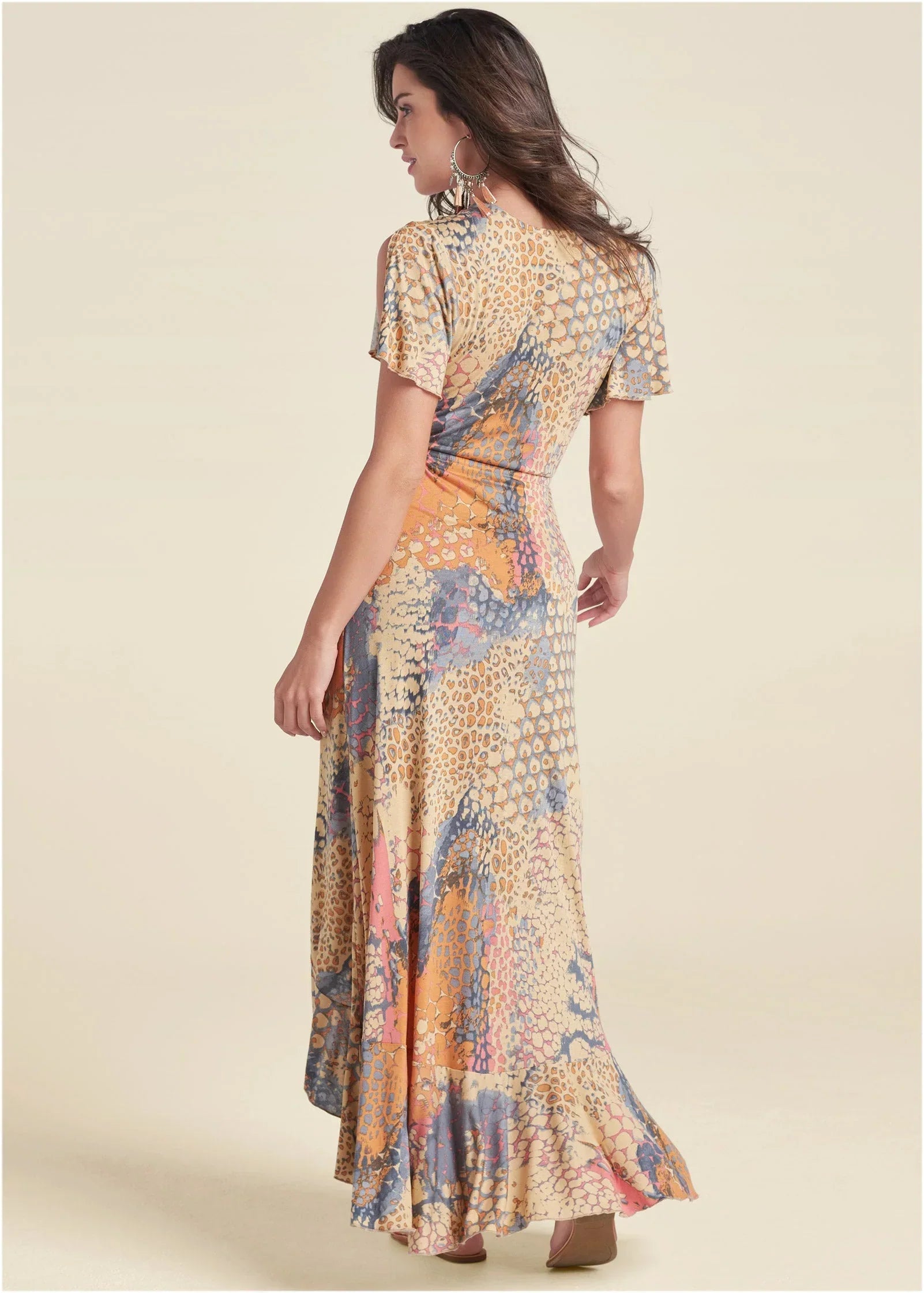 Wrap Maxi Dress Orange Multi