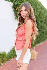 Scarlett Red Tiered Tie Tank