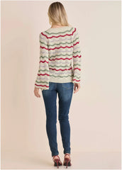 Stripe Pointelle Sweater Grey Multi