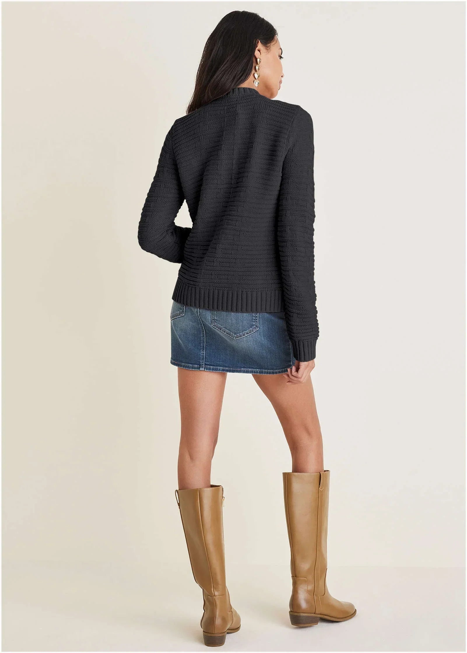 Button Detail Cardigan Jet Black