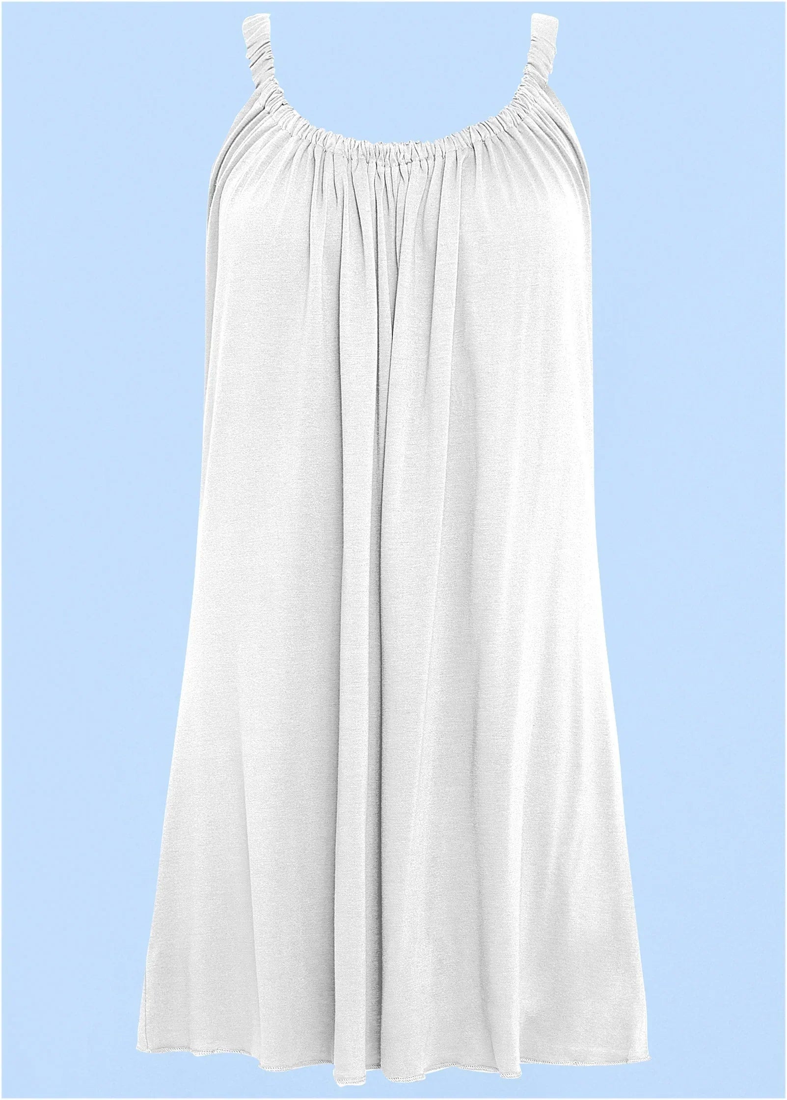 Gathered Neckline Dress White