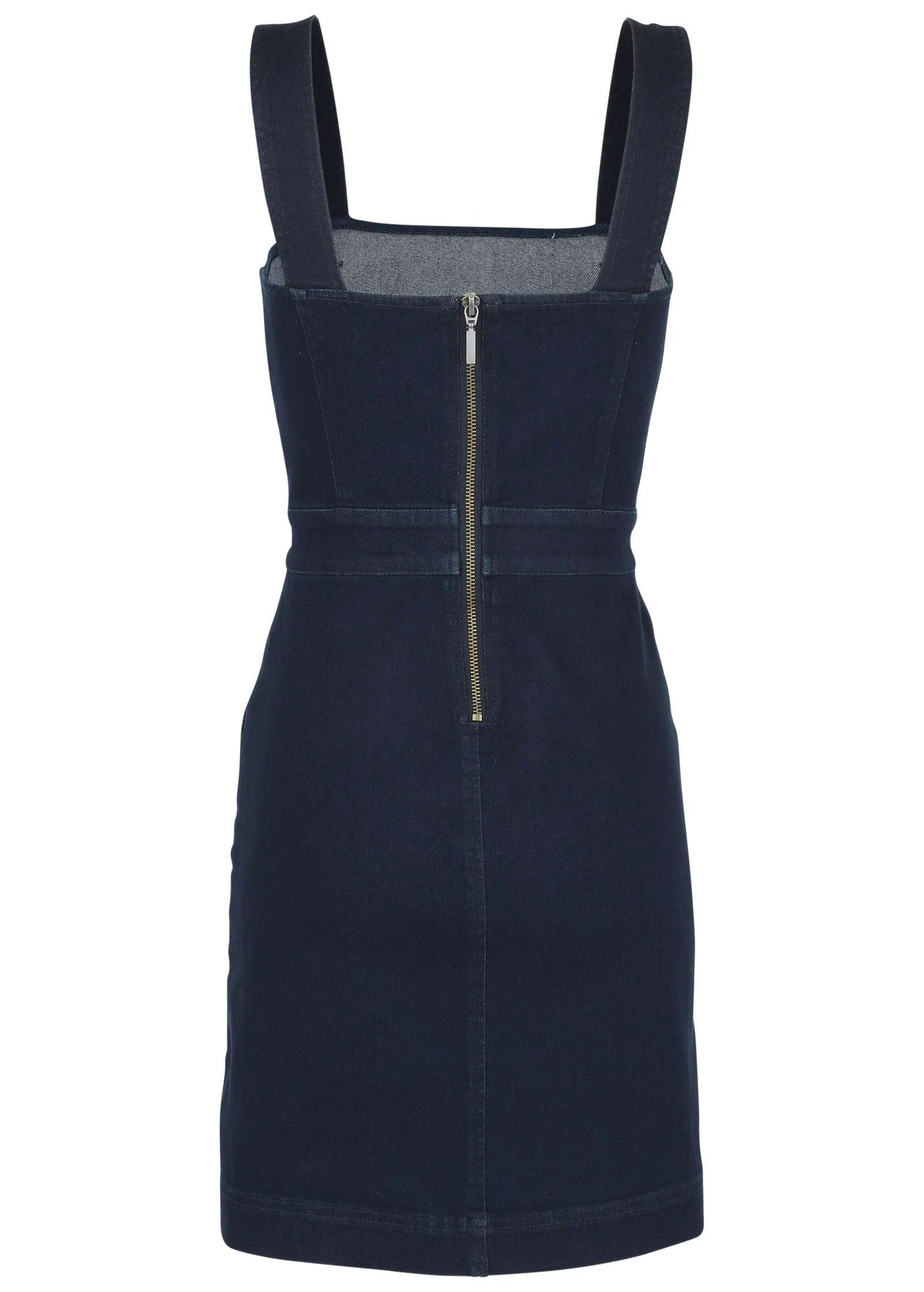 Denim Button Mini Dress Dark Rinse Wash