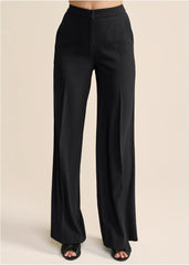 High Rise Wide Leg Trousers Jet Black