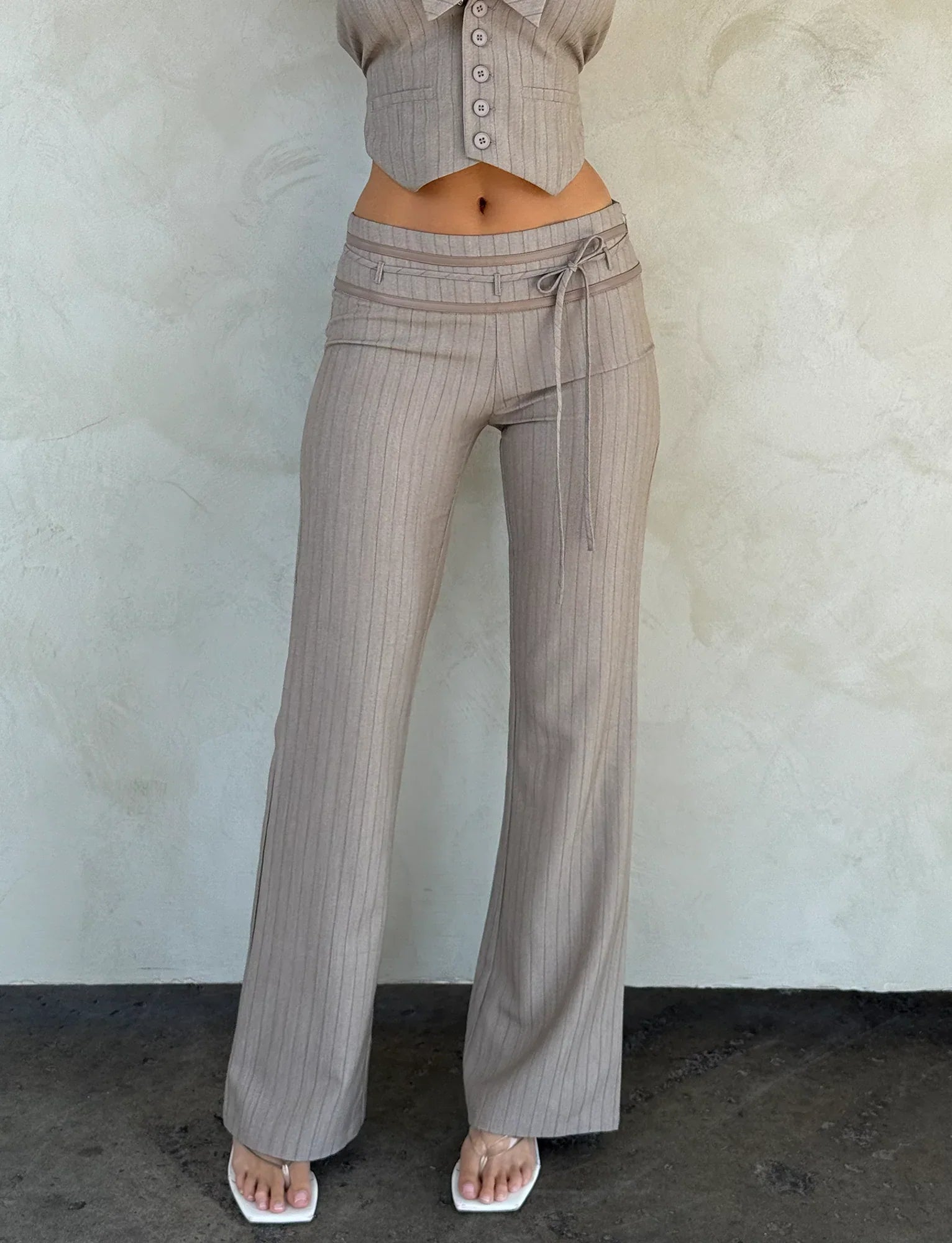 FEDRA PANT TAN PINSTRIPE