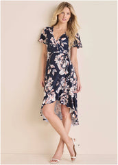Ruffle Hem Wrap Dress Amorous Floral
