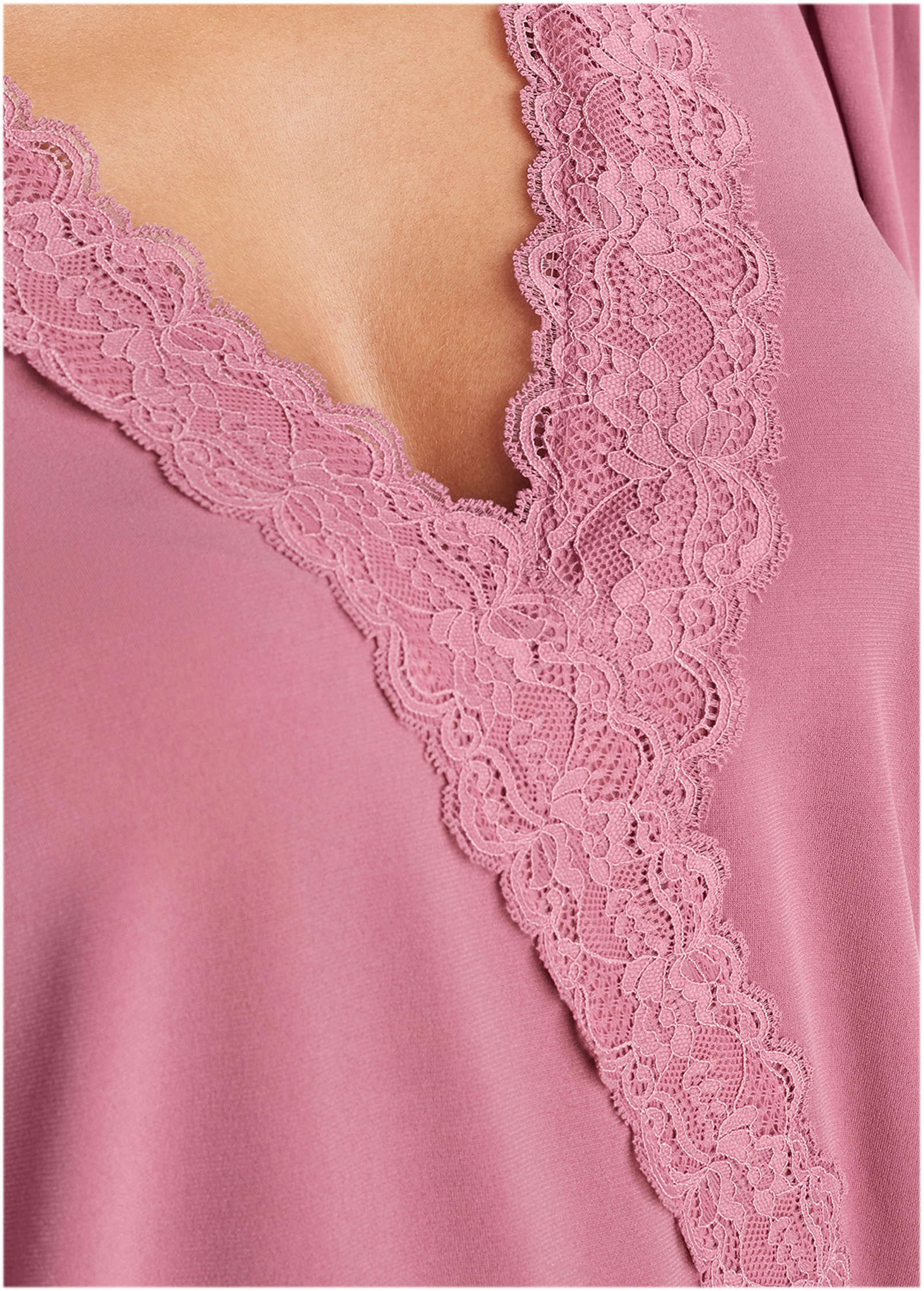 Faux Wrap Lace Trim Blouse Heather Rose