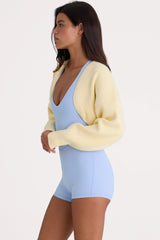 Ribbed Knit Cropped Shrug in Lemon