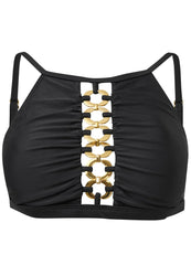 Bold High Neck Bikini Top Black Beauty