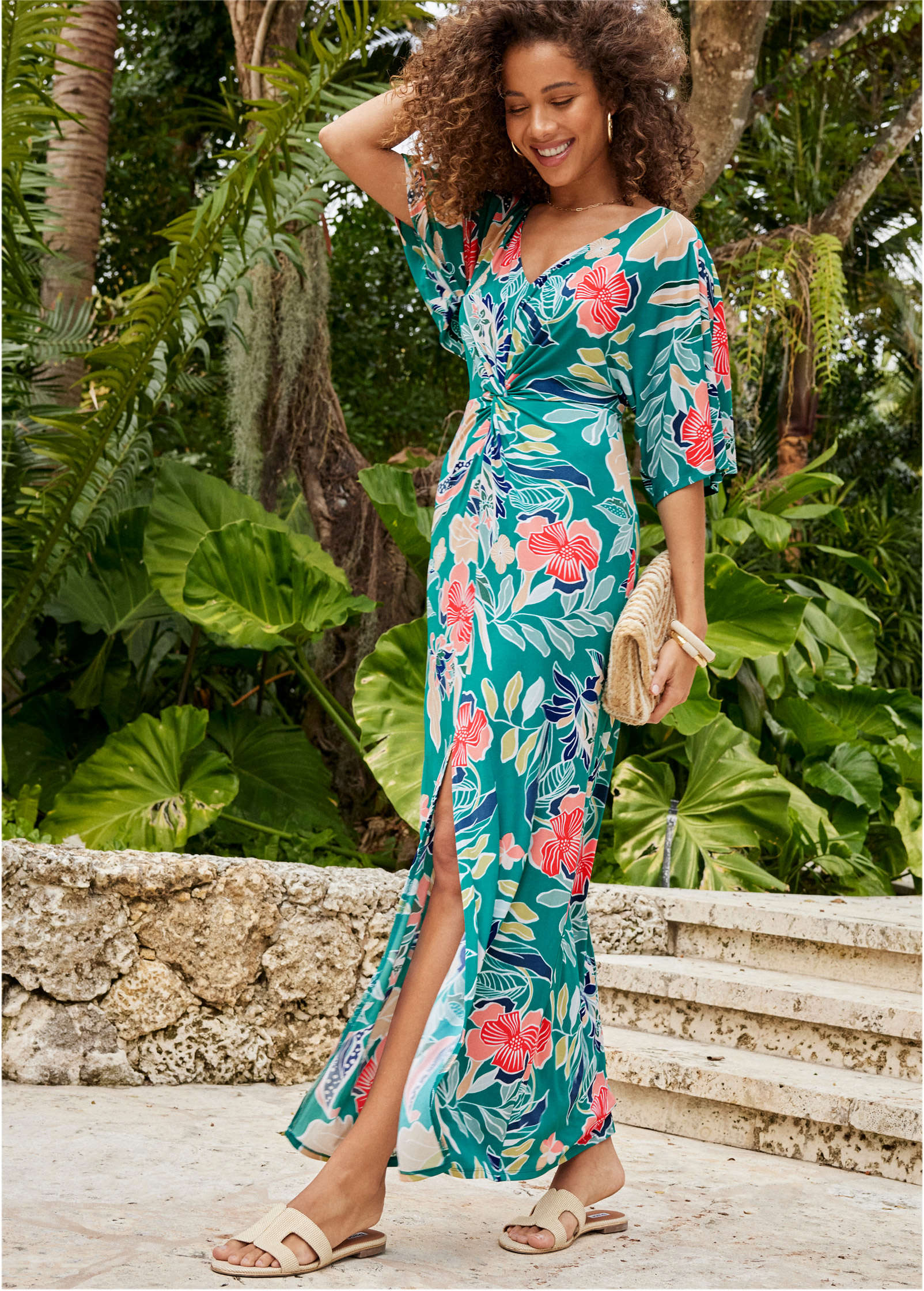 Twist Front Maxi Dress Paradise Floral