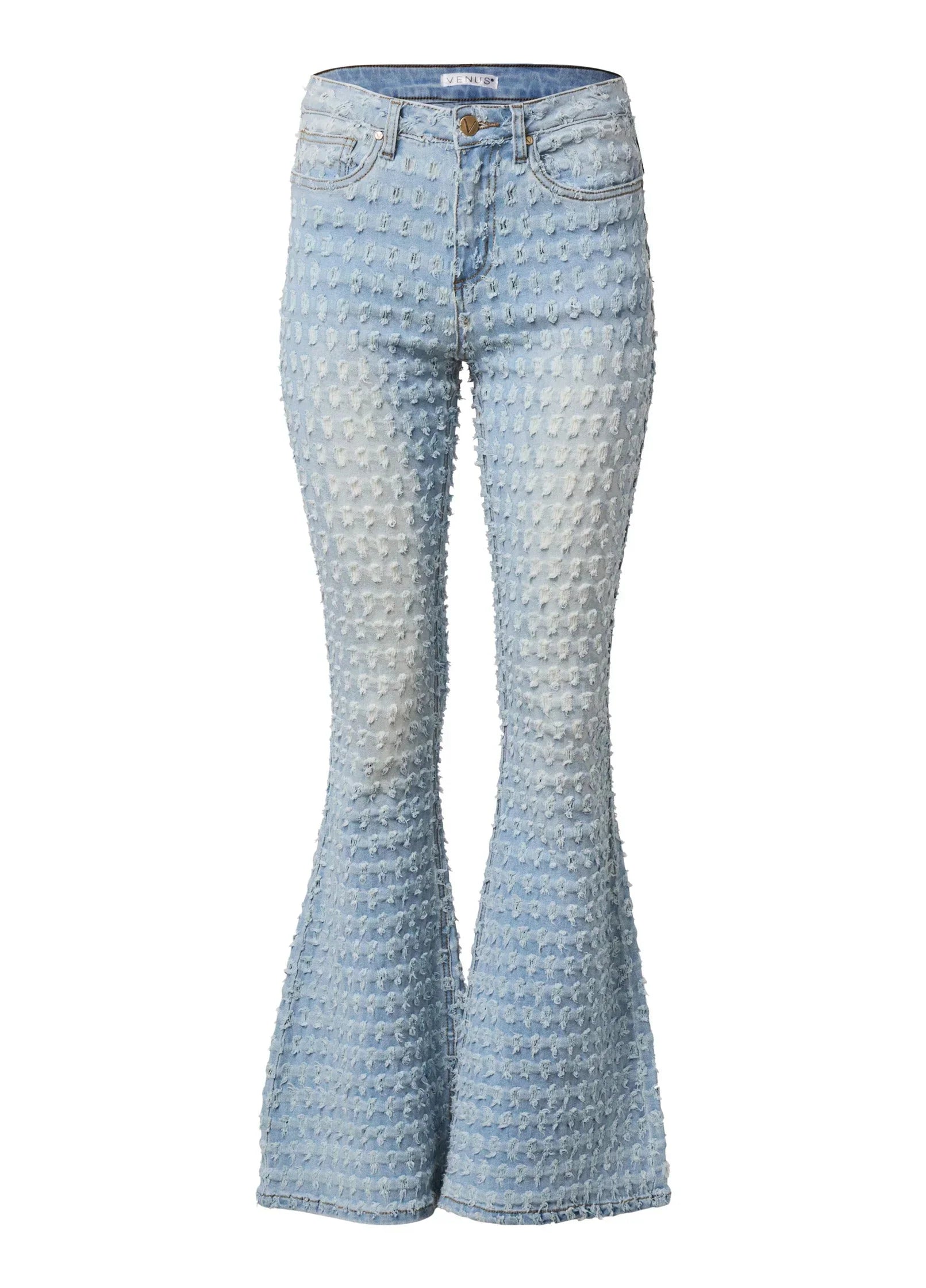 Laser Flare Leg Jeans Light Wash