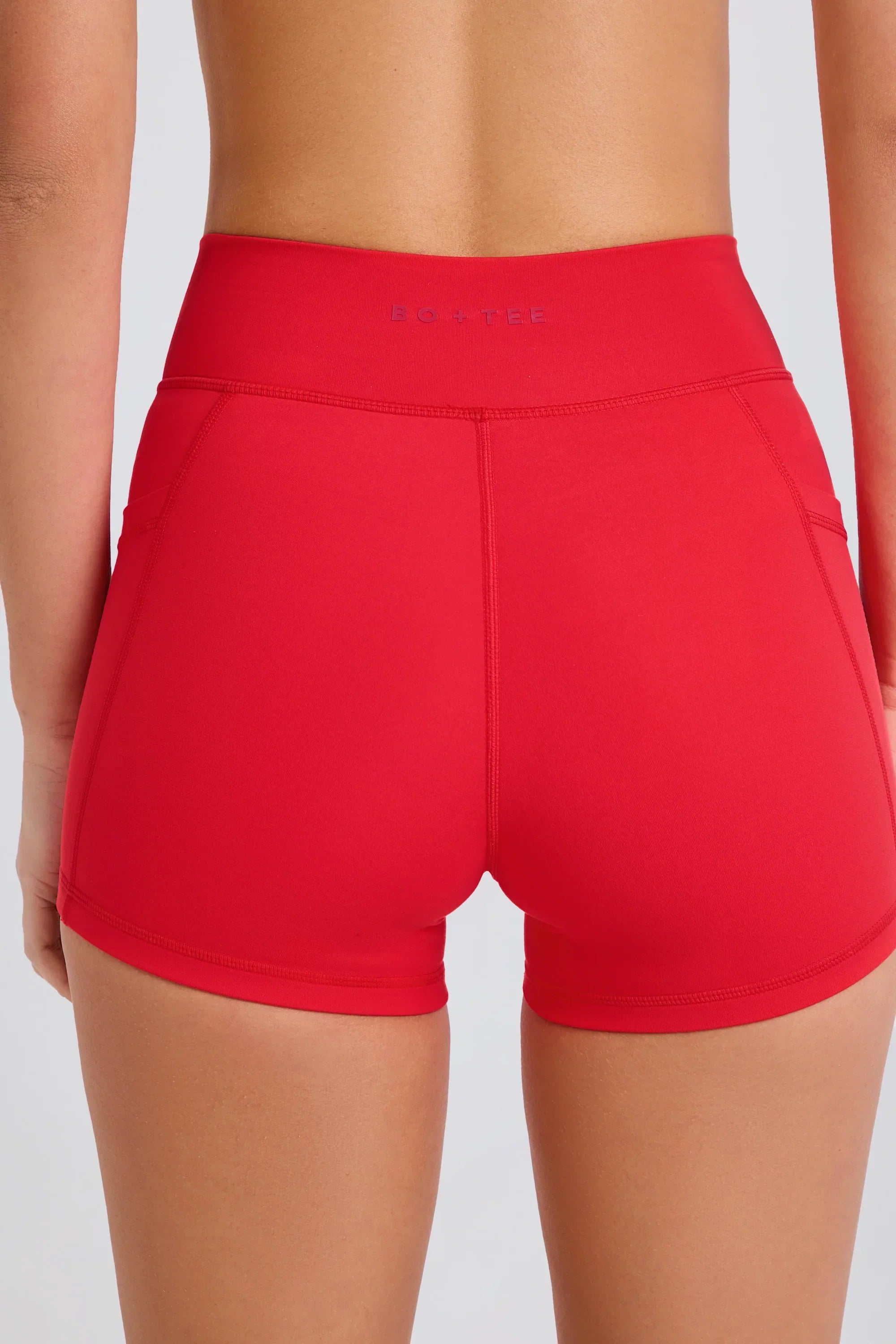Soft Active Pocket V Waist Mini Shorts in Strawberry
