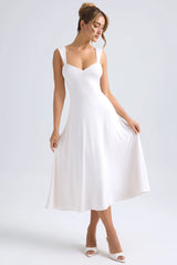 Sweetheart Neck Ruched Midaxi Dress in Ivory