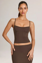 Modal Scoop Neck Tank Top in Chocolate Brown
