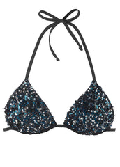 Sequin Triangle Top Black