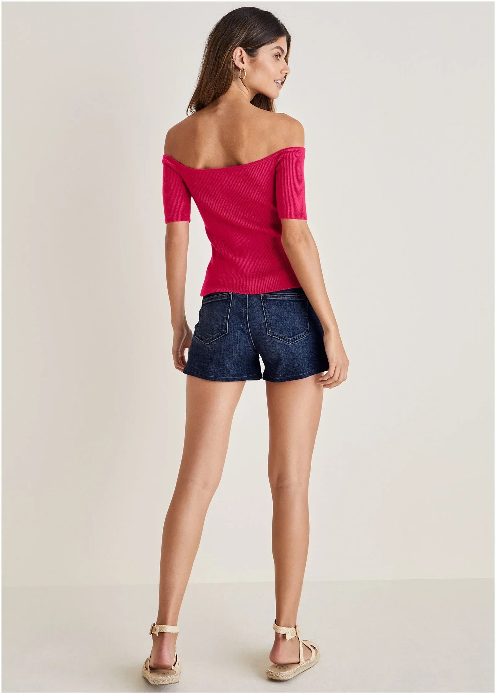Off The Shoulder Sweater Dark Pink
