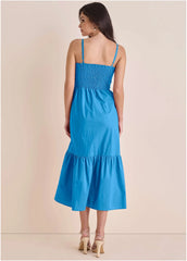 Button Front Maxi Blue