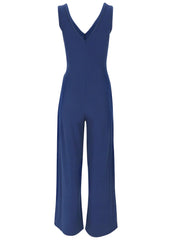 Relaxed V Neck Jumpsuit Dark Blue