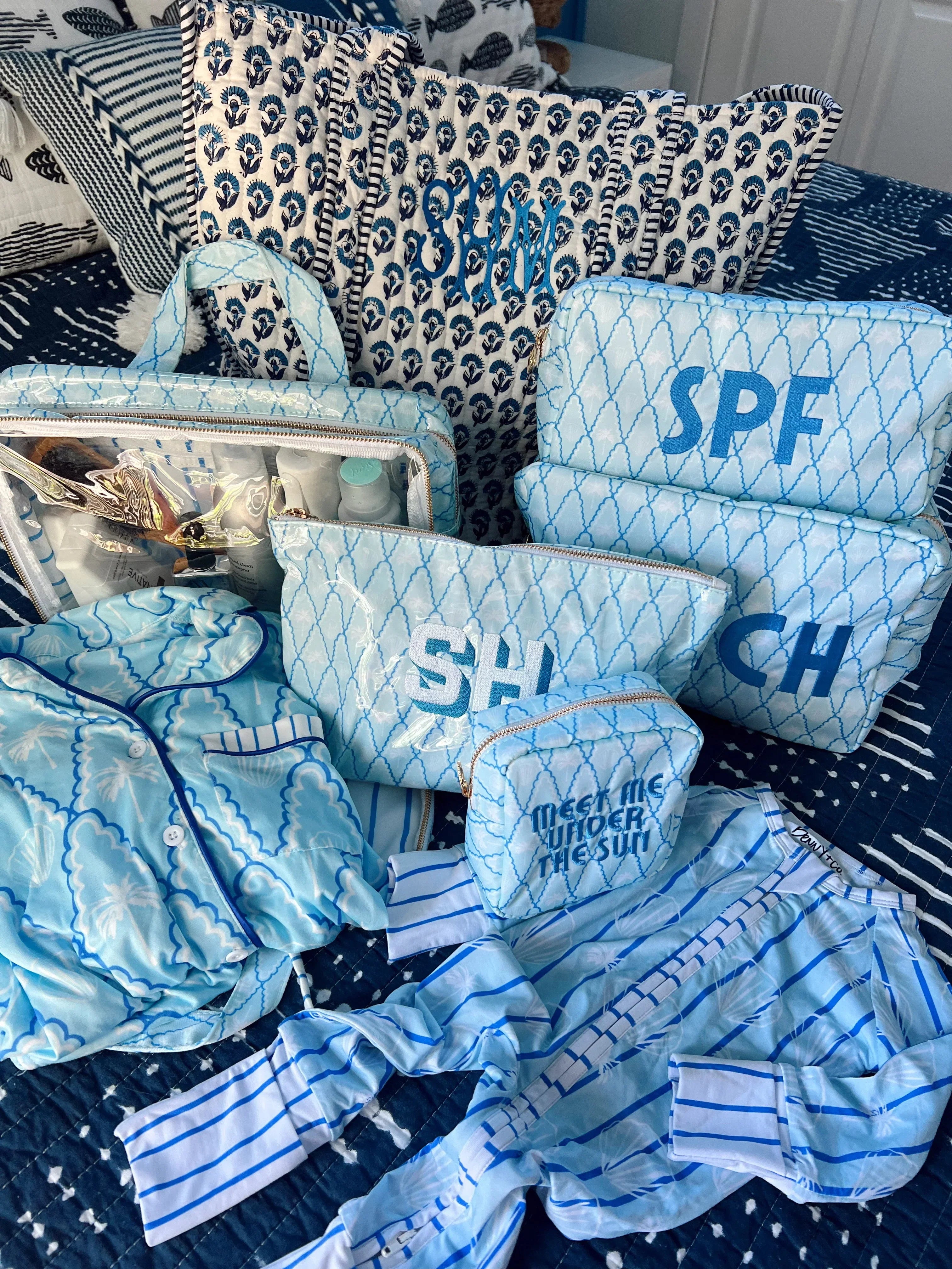 KenzKustomz Blue Palms Large Bag SPF