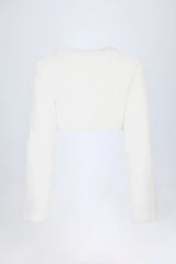 Faux Fur Cropped Bolero in White