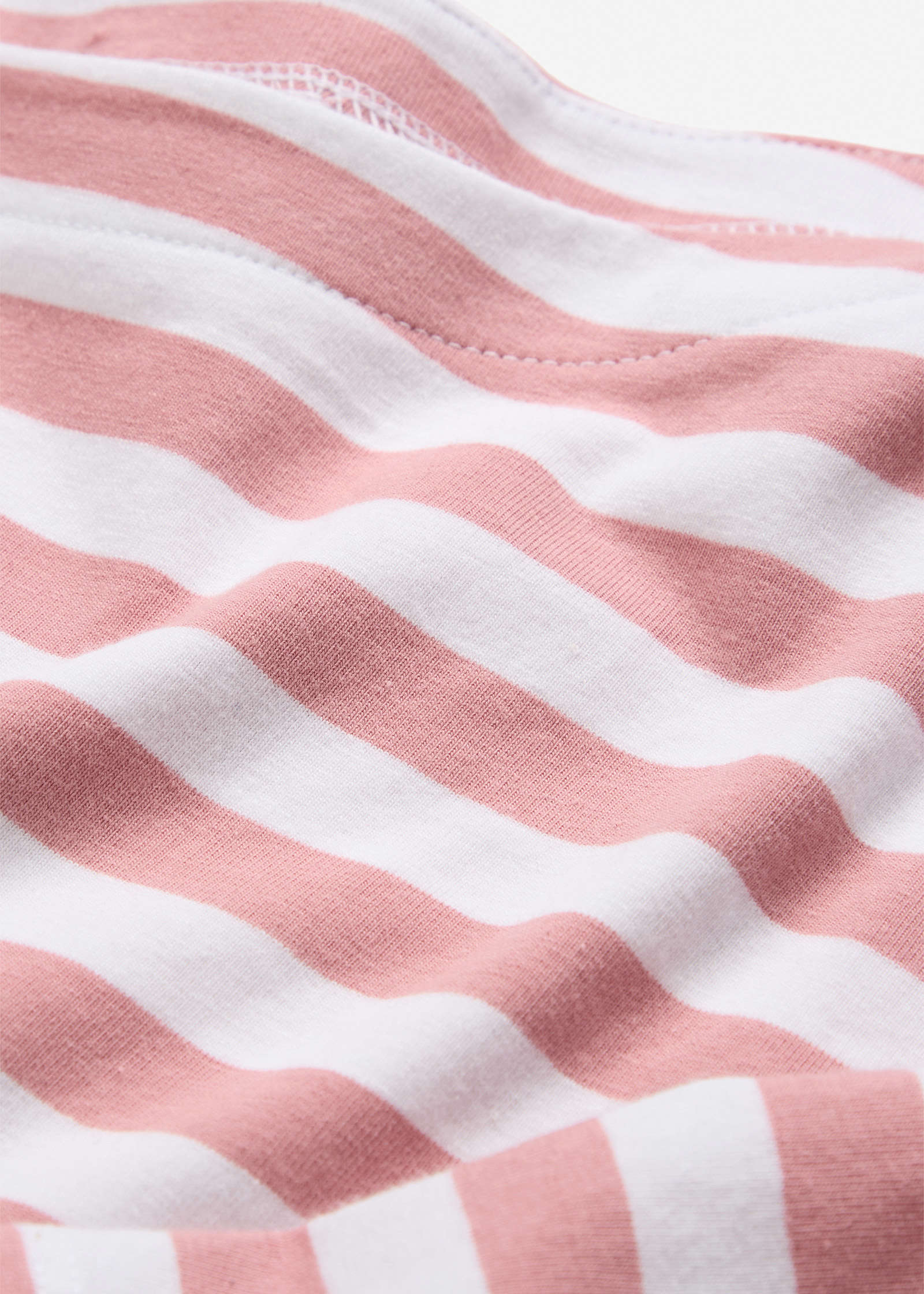 Boat Neck Striped Top Pale Pink White