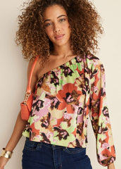 One Shoulder Top Blurred Bouquet
