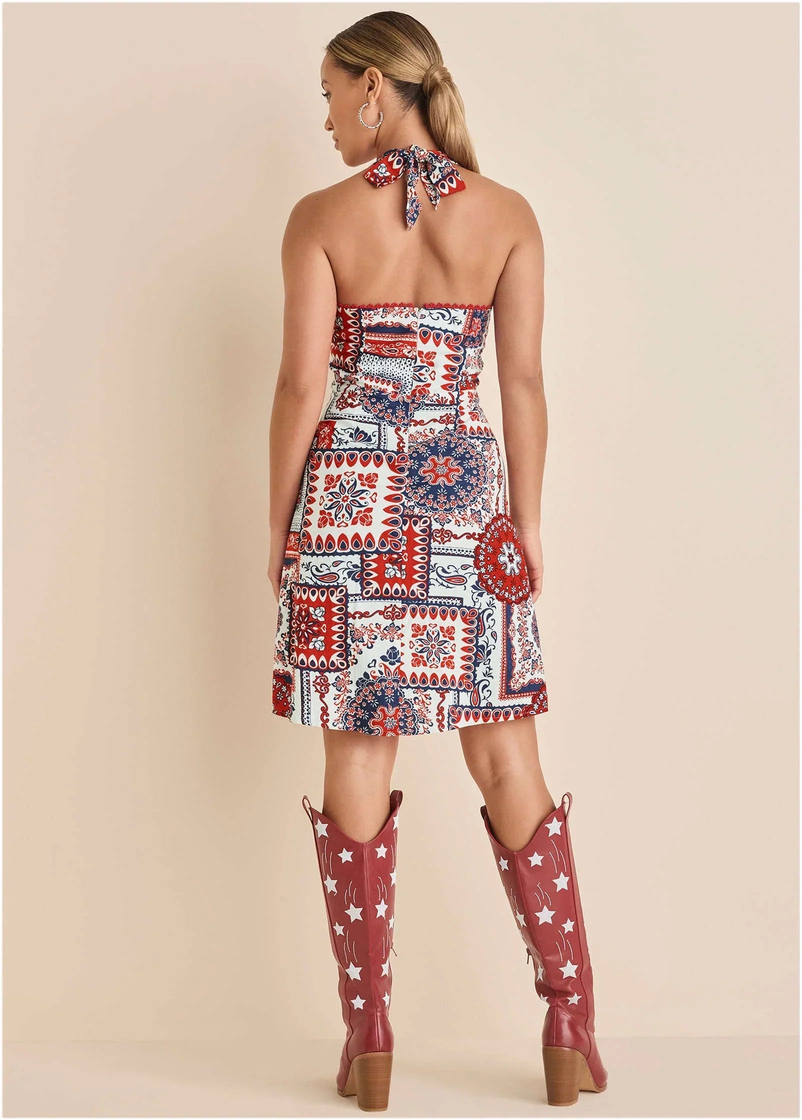 Linen Halter Dress Heritage Bandana Medley