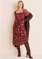 Smocked Midi Dress Autumn Petals