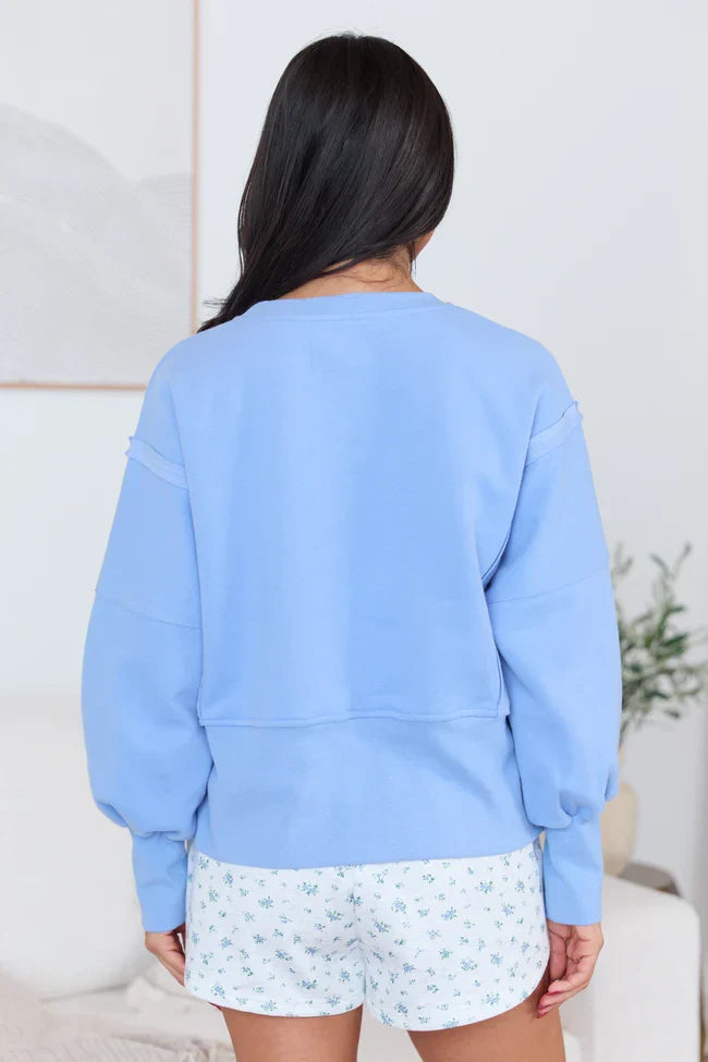 Payton Blue Cropped Crewneck Top SALE