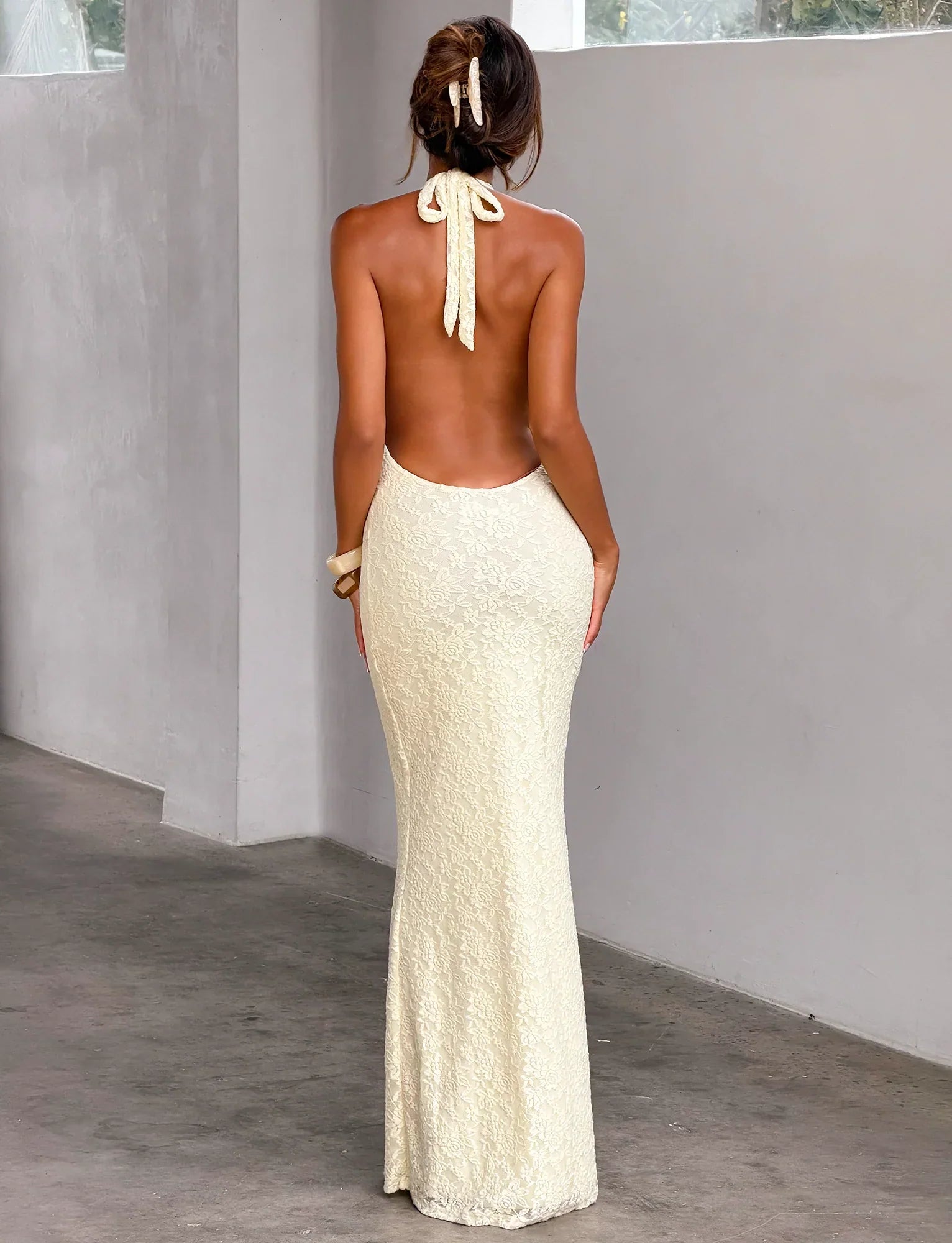 MAVEN LACE MAXI DRESS PASTEL YELLOW