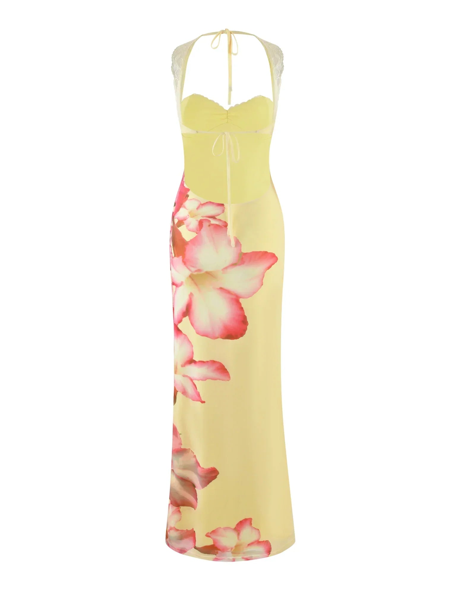 NYOMI MAXI DRESS YELLOW MACRO FLORAL YELLOW HIBISCUS