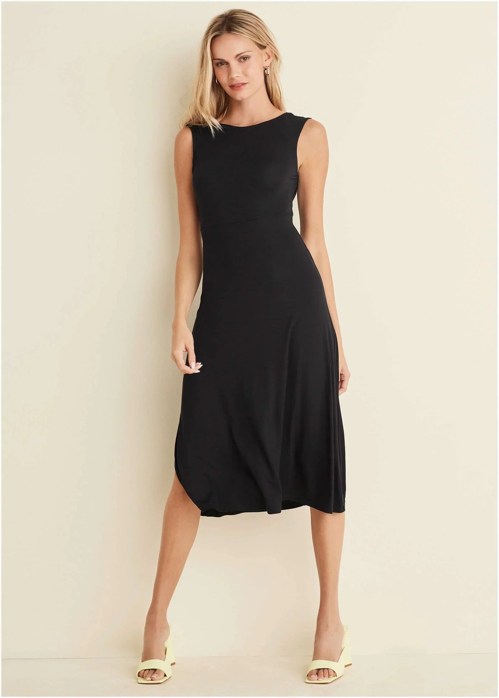 Crochet Back Midi Dress Black