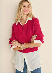 Slub Crew Sweater Red