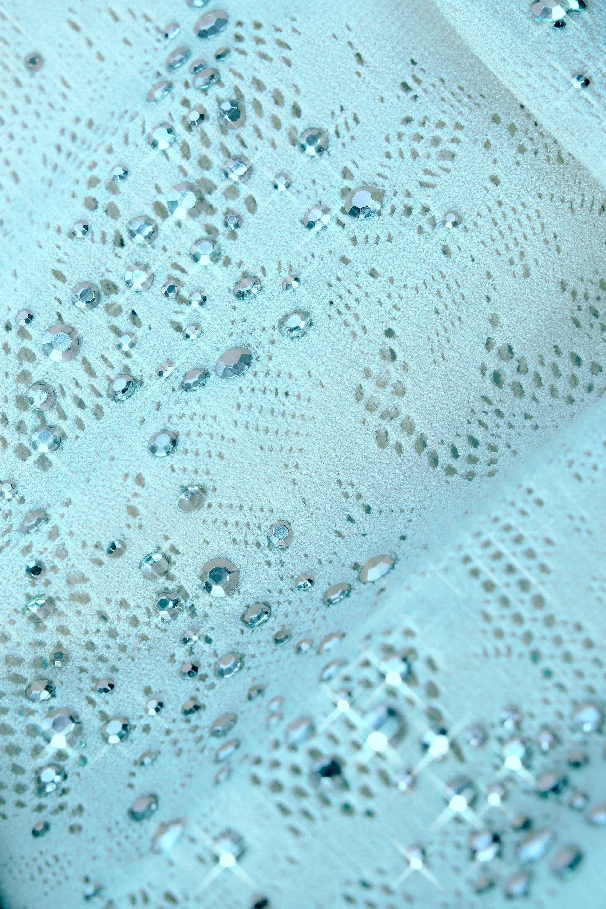 Petite Embellished Mid Rise Flared Trousers in Ice Blue