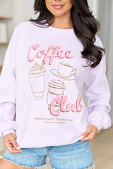 Coffee Club Purple Graphic Sweatshirt