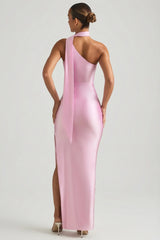 Asymmetric Scarf Detail Maxi Dress in Soft Pink