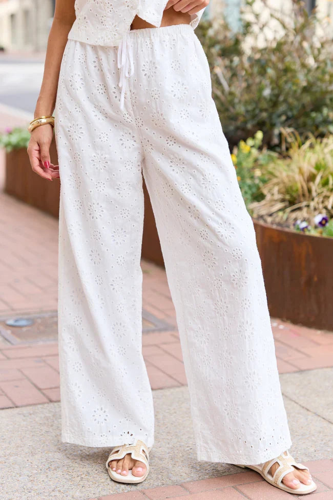 Haven White Eyelet Lace Pants