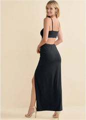 Shape Embrace High Slit Dress Black
