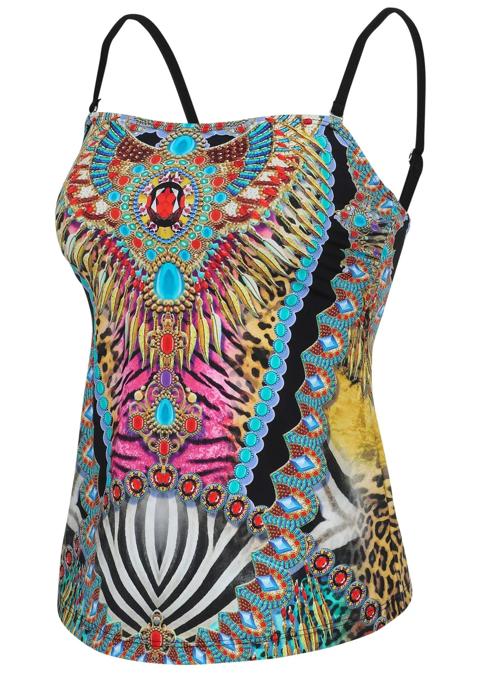 San Juan Bandeau Tankini Top Mirrored Jungle