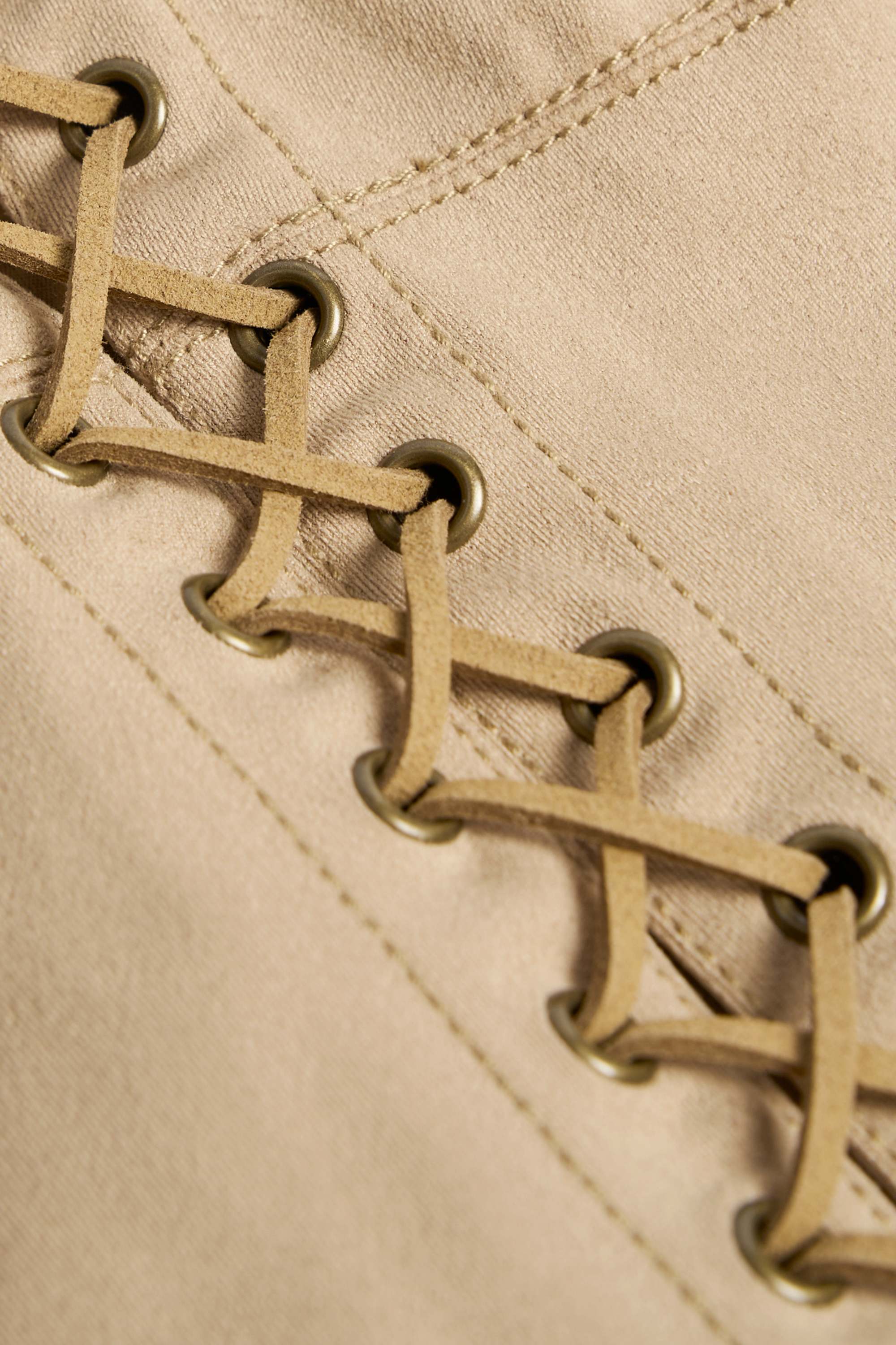 Lace Up Top in Tan